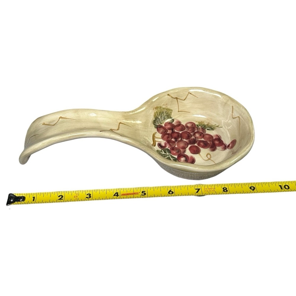 Cabernet Hand Painted Spoon Rest Grapes Vine Tabletops Unlimited Tuscan Kitchen - Picture 8 of 9
